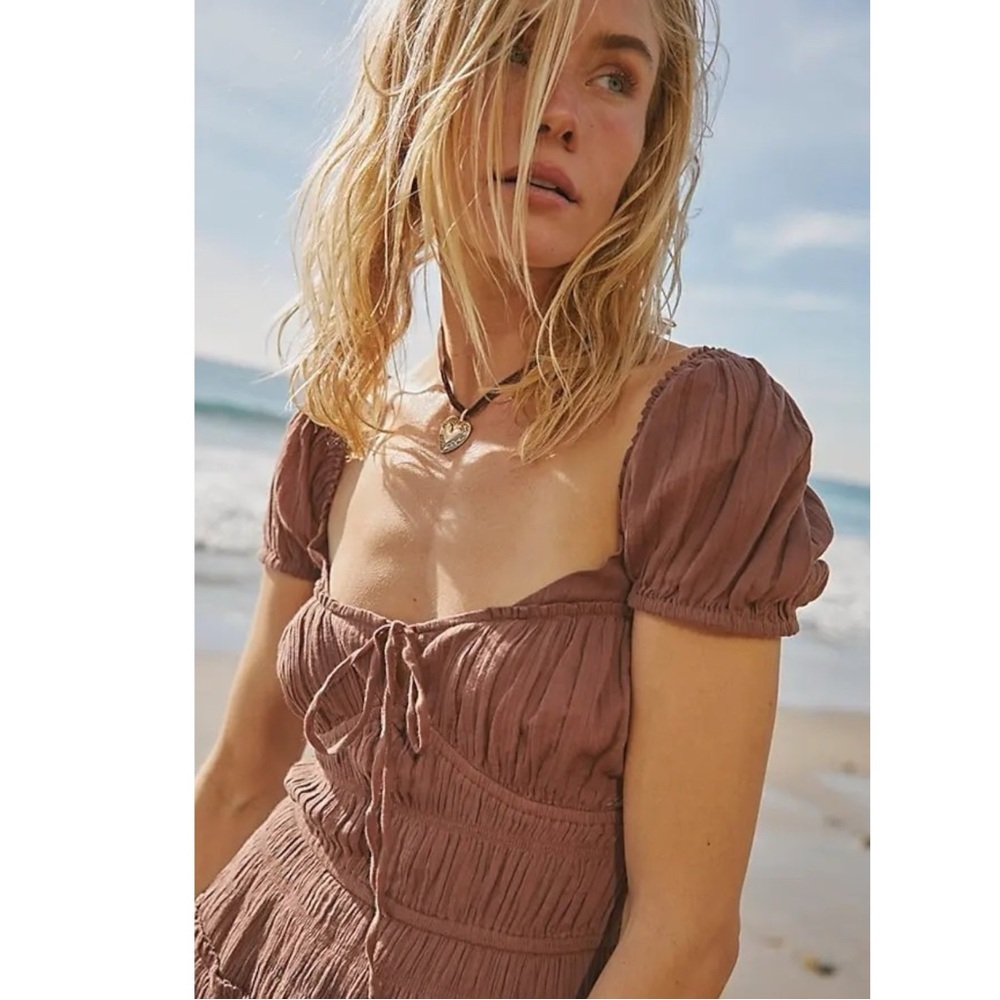 Free People Feeling Bonita Midi Maxi Dress in Brown Size XS Romantic Dainty - Picture 5 of 16